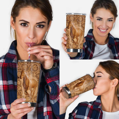 Horse Leather Pattern Print Horse Tumbler 0622