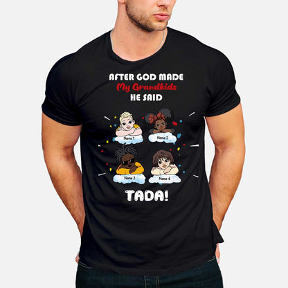 After God Made My Grandkids - Personalized Mother's Day Grandma T-shirt and Hoodie