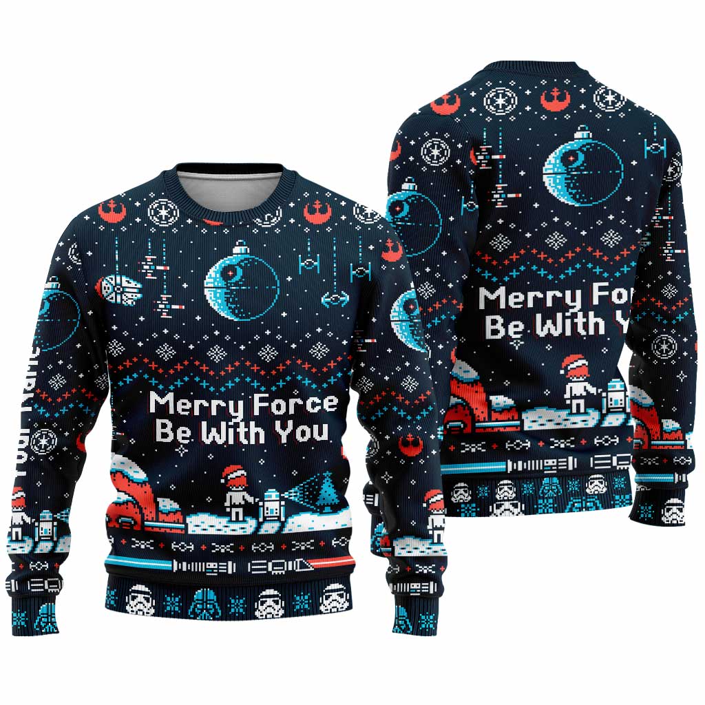 Merry Force Be With You - Personalized Christmas The Force Sweater