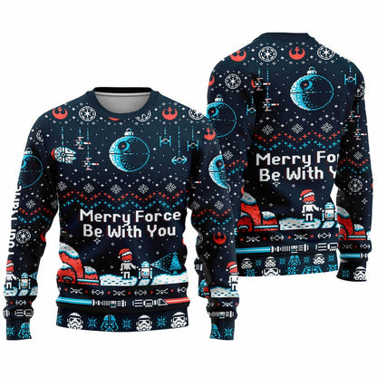 Merry Force Be With You - Personalized Christmas The Force Sweater