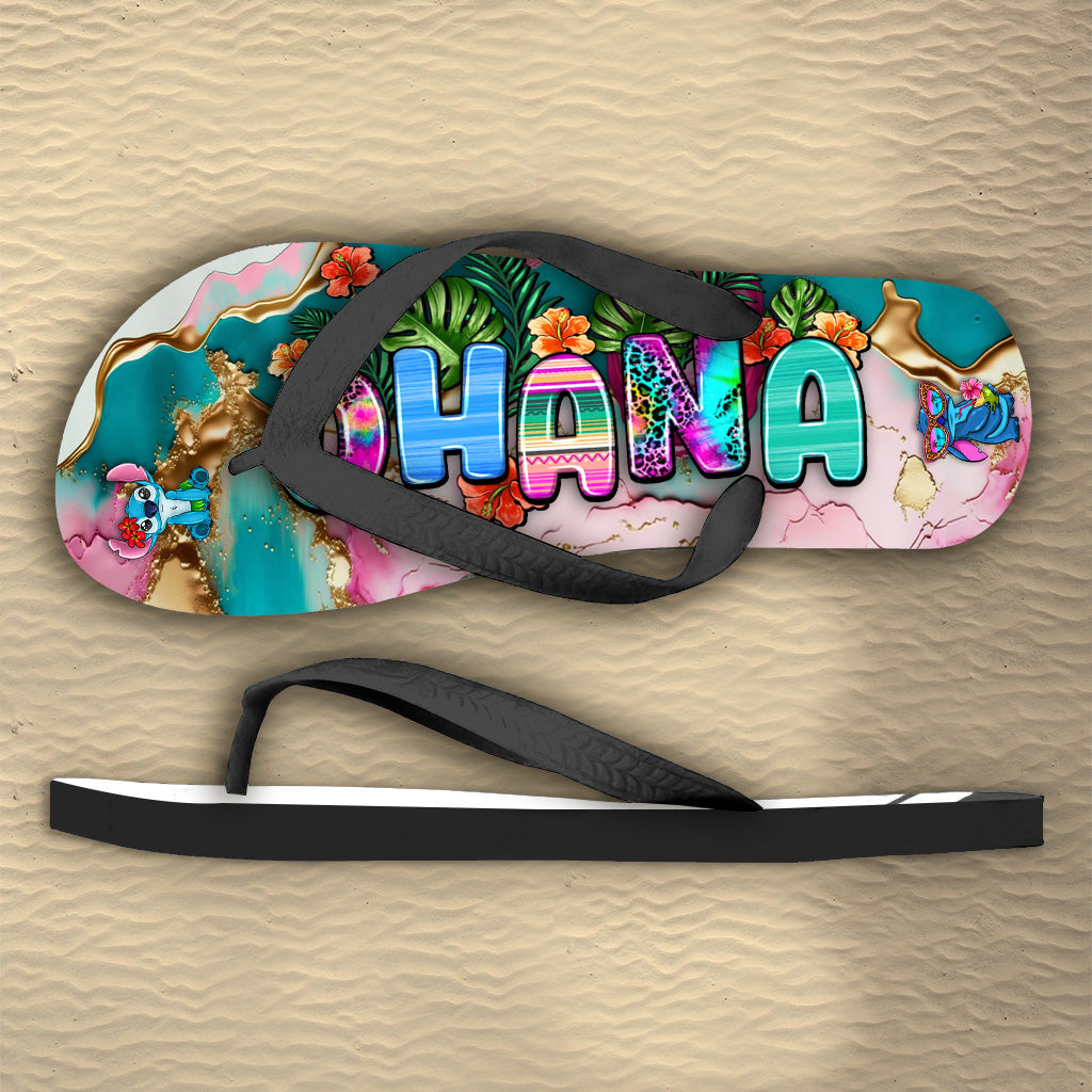 Ohana Tropical Colorful Leopard - Personalized Ohana Flip Flops