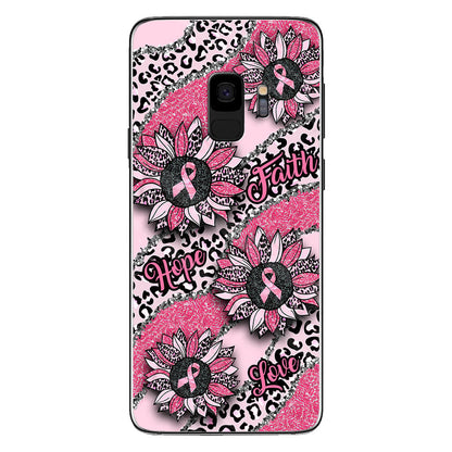 Faith Hope Love Wavy Pink Ribbon Leopard Sunflower Breast Cancer Awareness Phone Case