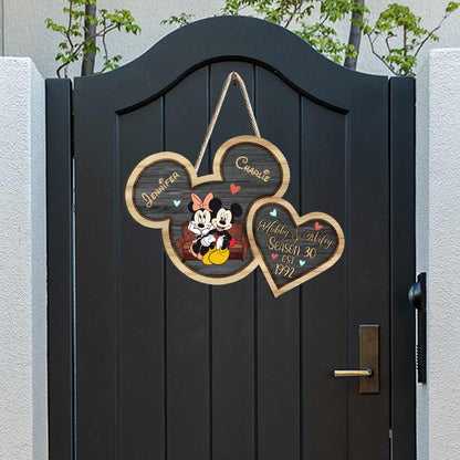 New Season - Personalized Couple Mouse Wood Sign