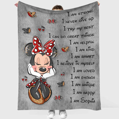 I Am Strong I Never Give Up - Personalized Daughter Blanket