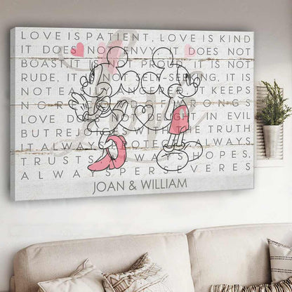 Love Is Patient Love Is Kind - Personalized Couple Mouse Canvas And Poster