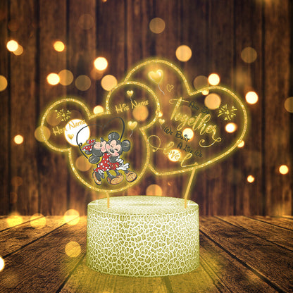 And So Together We Built A Life We Loved - Personalized Couple Mouse Shaped Plaque Light Base