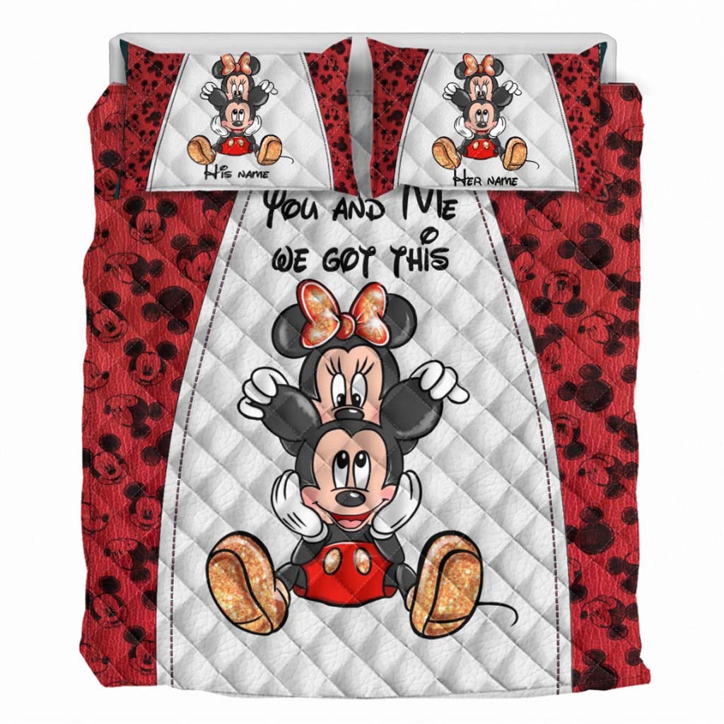 You & Me - Personalized Mouse Quilt Set With 3D Pattern Print