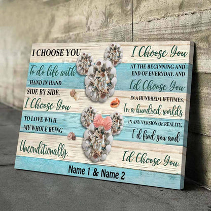 I Choose You - Personalized Couple Mouse Canvas And Poster