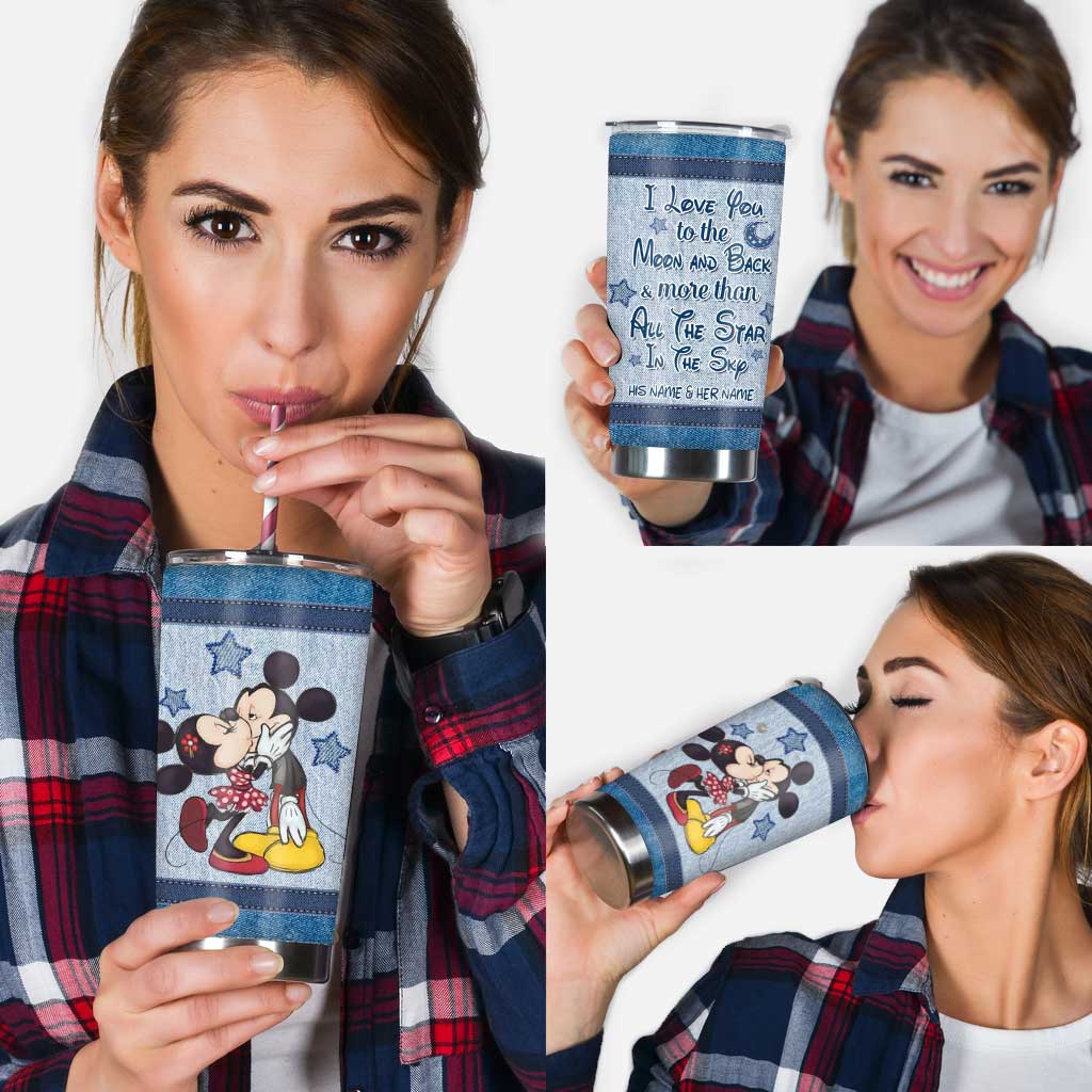 Love You To The Moon And Back - Personalized Couple Mouse Tumbler
