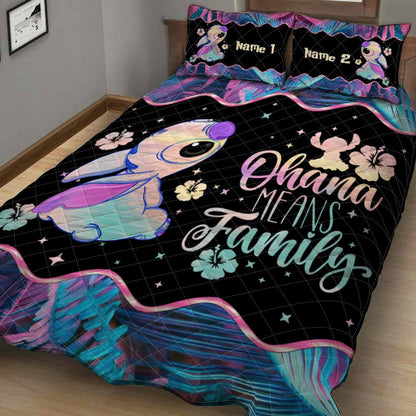 Ohana Means Family - Personalized Ohana Quilt Set