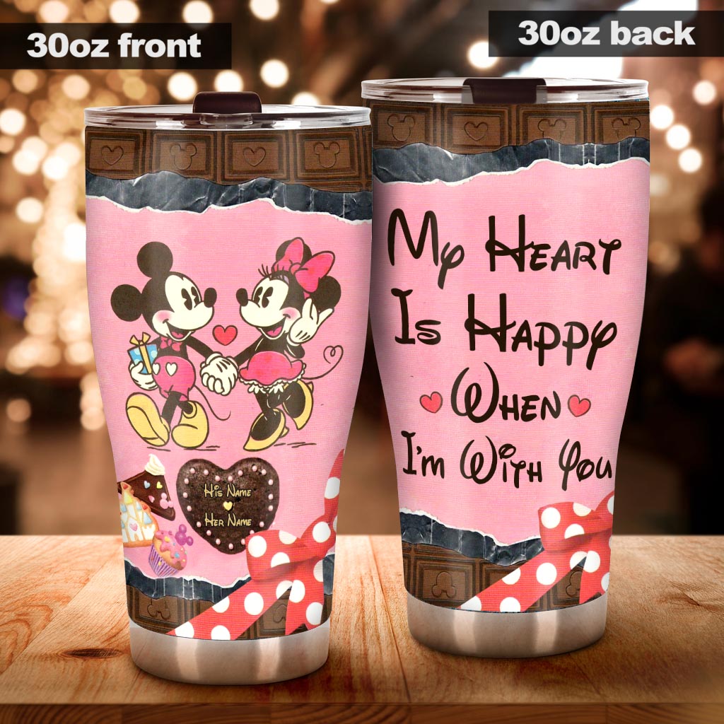 My Heart Is Happy - Personalized Couple Mouse Tumbler