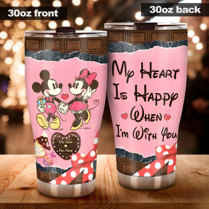 My Heart Is Happy - Personalized Couple Mouse Tumbler