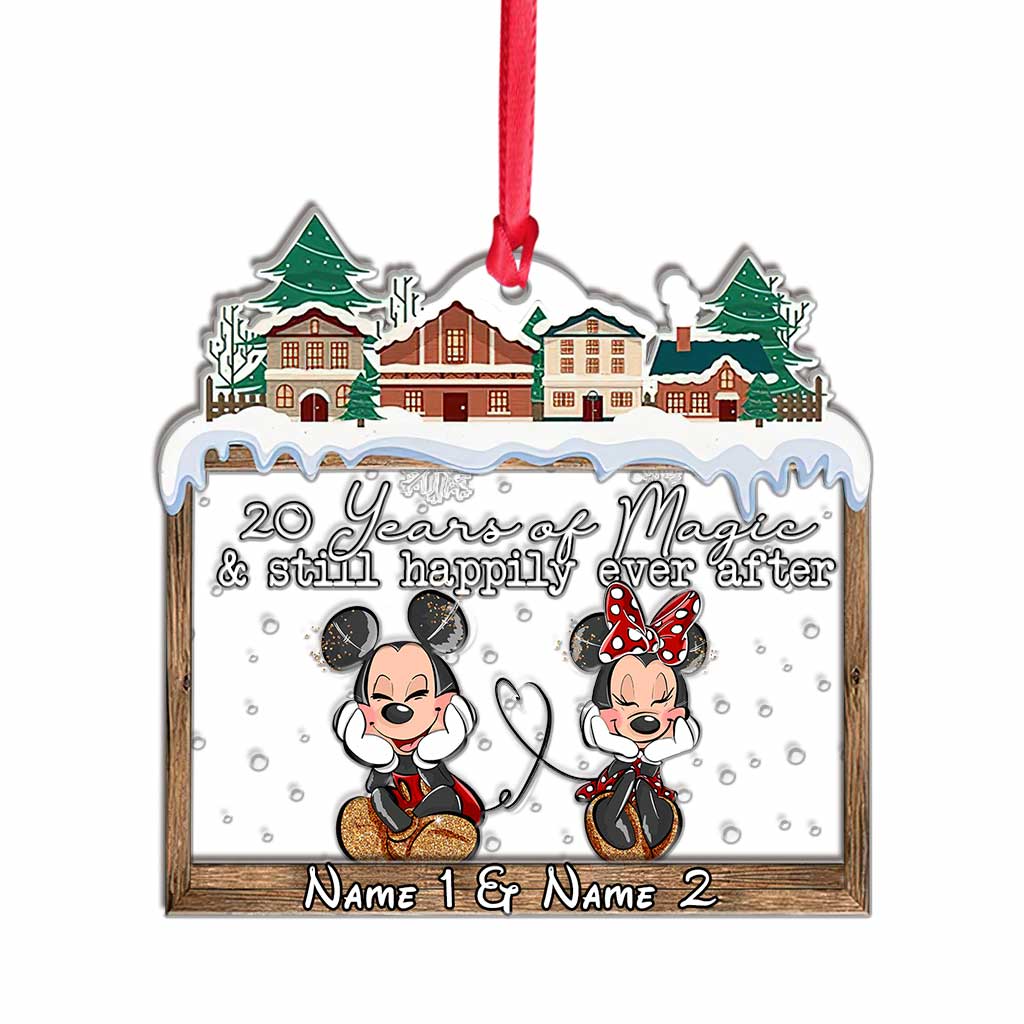 Mouse Ears Couple - Personalized Christmas Mouse Layers Mix Ornament