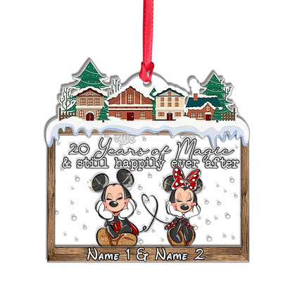 Mouse Ears Couple - Personalized Christmas Mouse Layers Mix Ornament
