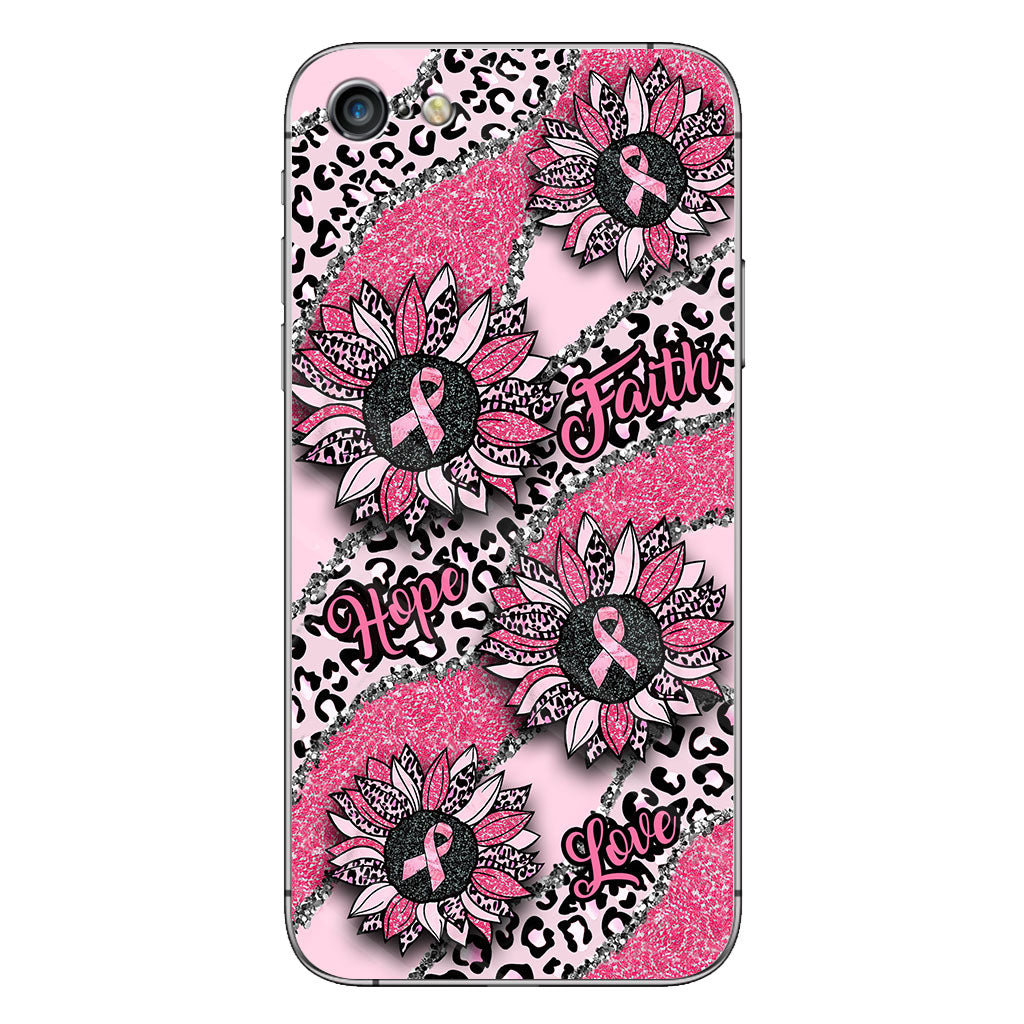 Faith Hope Love Wavy Pink Ribbon Leopard Sunflower Breast Cancer Awareness Phone Case