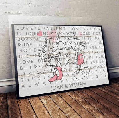 Love Is Patient Love Is Kind - Personalized Couple Mouse Canvas And Poster