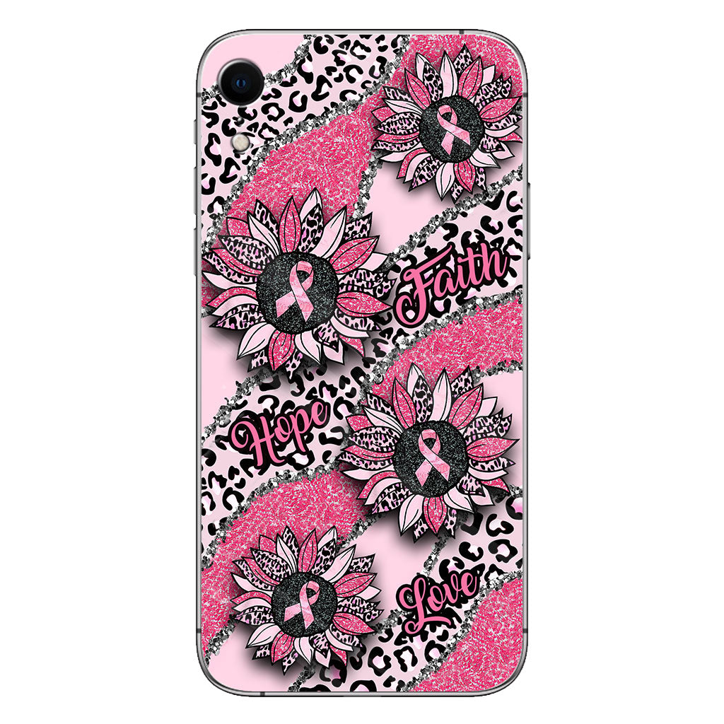 Faith Hope Love Wavy Pink Ribbon Leopard Sunflower Breast Cancer Awareness Phone Case