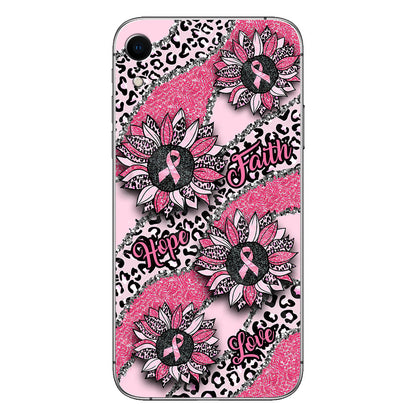 Faith Hope Love Wavy Pink Ribbon Leopard Sunflower Breast Cancer Awareness Phone Case