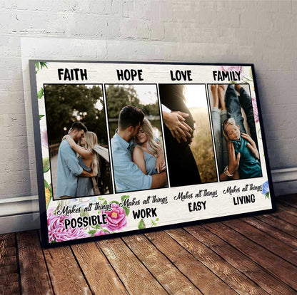 Faith Hope Love Family - Personalized Poster