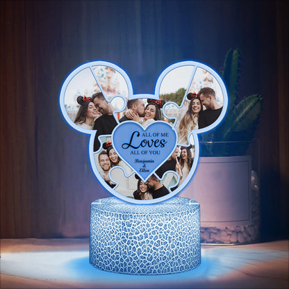 All Of Me Loves All Of You - Personalized Couple Mouse Shaped Plaque Light Base