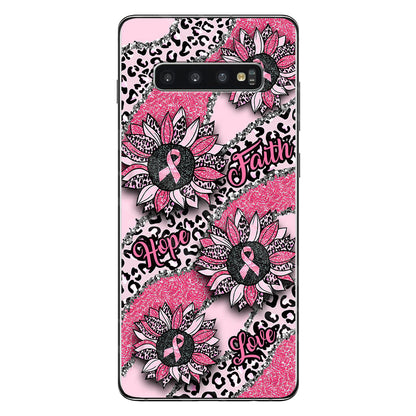 Faith Hope Love Wavy Pink Ribbon Leopard Sunflower Breast Cancer Awareness Phone Case