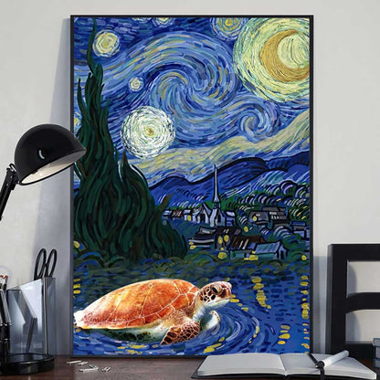 Turtles Starry Night - Turtle Canvas And Poster