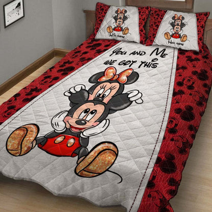 You & Me - Personalized Mouse Quilt Set With 3D Pattern Print
