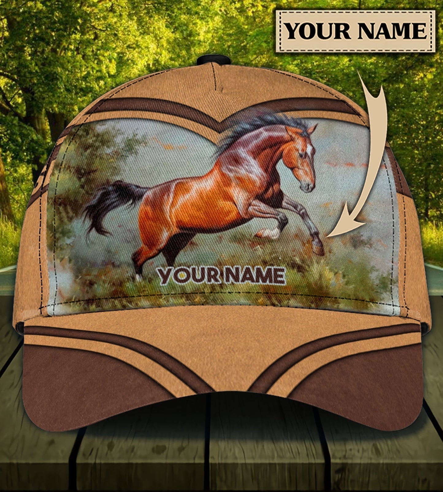 Brown Horse Running - Personalized Horse Classic Cap 0823
