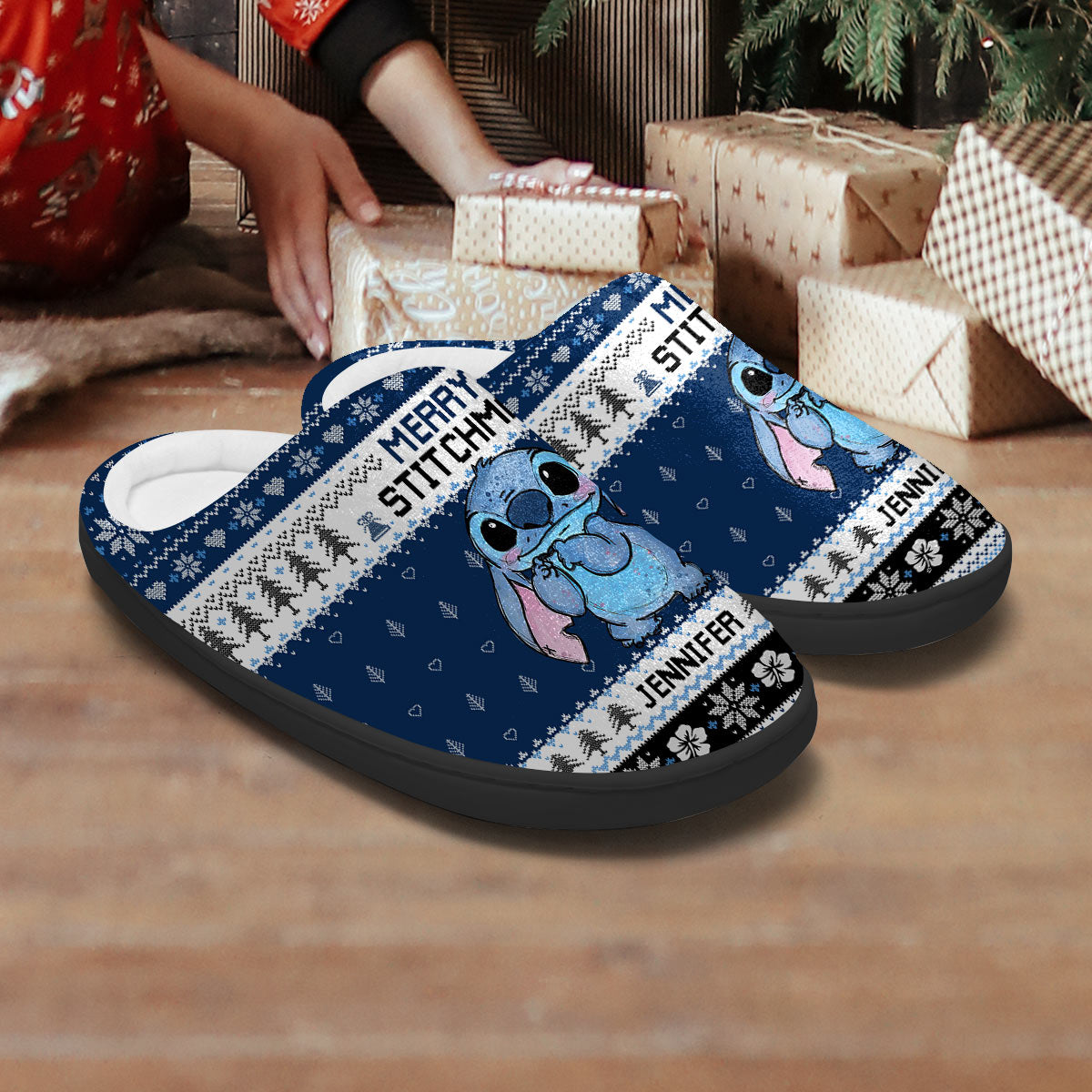 Ohana Merry Stitchmas - Personalized Ohana Slippers