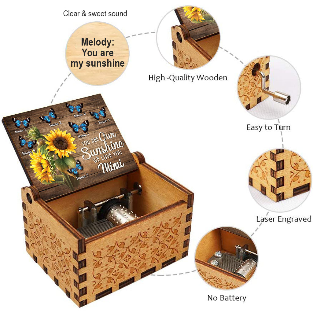 You Are My Sunshine - Personalized Mother's Day Grandma Hand Crank Music Box