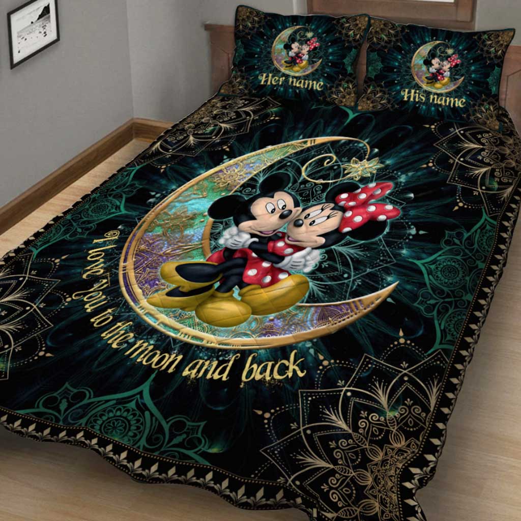 I Love You To The Moon And Back - Personalized Mouse Quilt Set