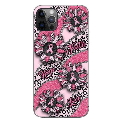 Faith Hope Love Wavy Pink Ribbon Leopard Sunflower Breast Cancer Awareness Phone Case