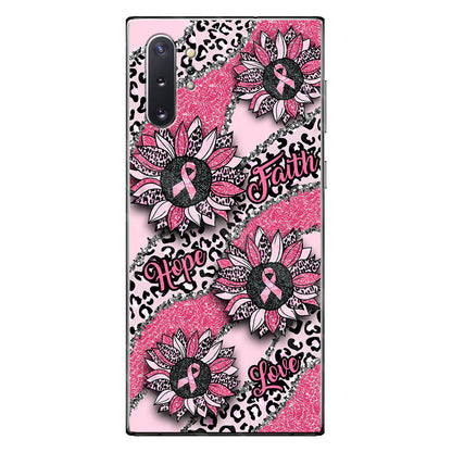 Faith Hope Love Wavy Pink Ribbon Leopard Sunflower Breast Cancer Awareness Phone Case