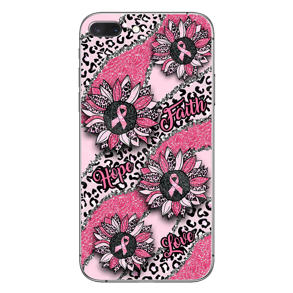 Faith Hope Love Wavy Pink Ribbon Leopard Sunflower Breast Cancer Awareness Phone Case