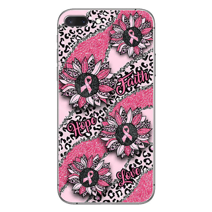 Faith Hope Love Wavy Pink Ribbon Leopard Sunflower Breast Cancer Awareness Phone Case