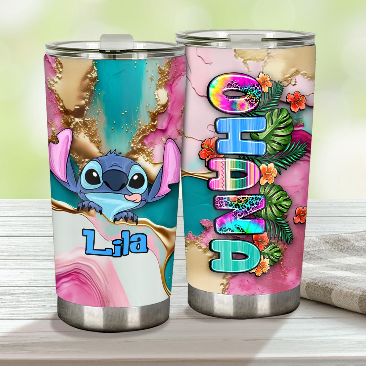 Ohana Tropical Colorful Leopard - Personalized Ohana Tumbler