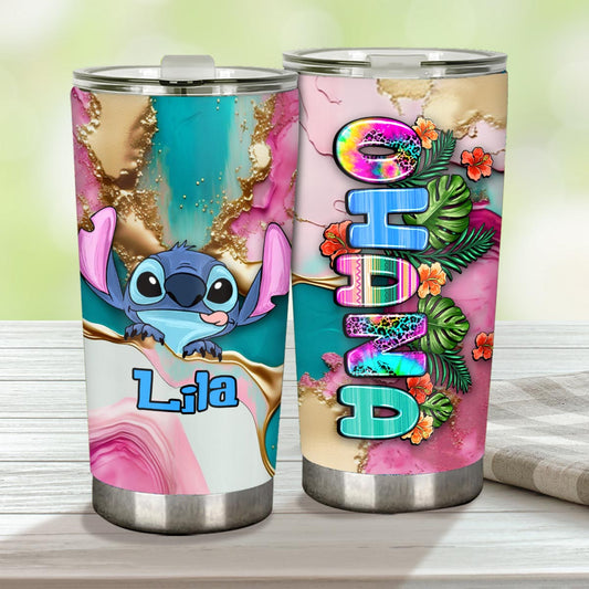 Ohana Tropical Colorful Leopard - Personalized Ohana Tumbler