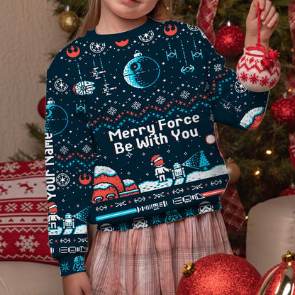 Merry Force Be With You - Personalized Christmas The Force Sweater