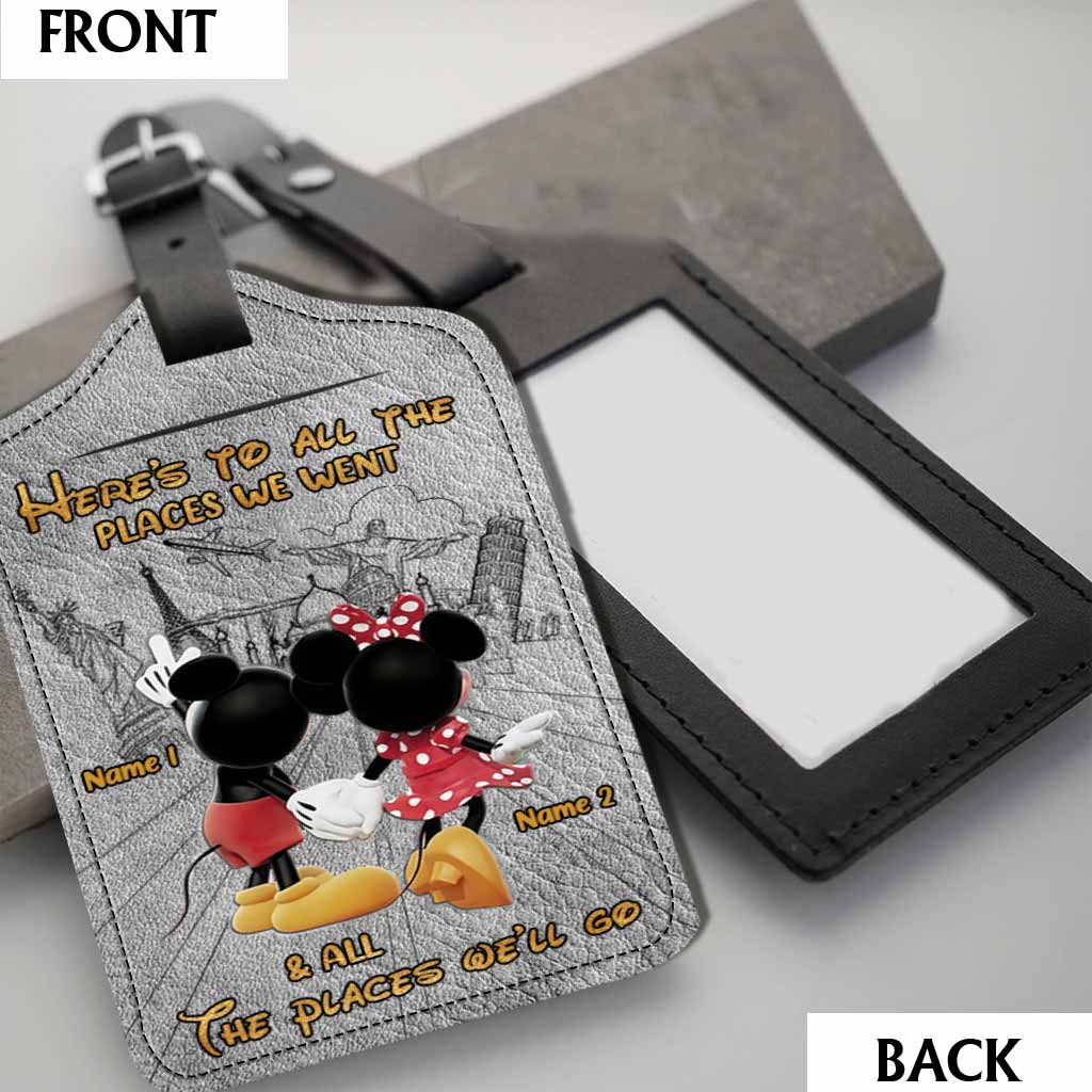 Here's To All The Places We Went - Personalized Mouse Leather Luggage Tag