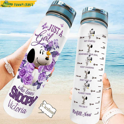 Just A Girl Who Loves Personalized Water Tracker Bottle 0523