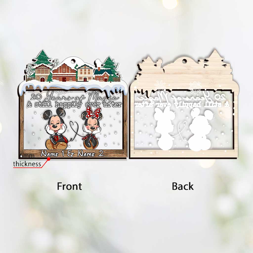 Mouse Ears Couple - Personalized Christmas Mouse Layers Mix Ornament