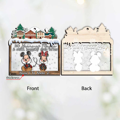 Mouse Ears Couple - Personalized Christmas Mouse Layers Mix Ornament