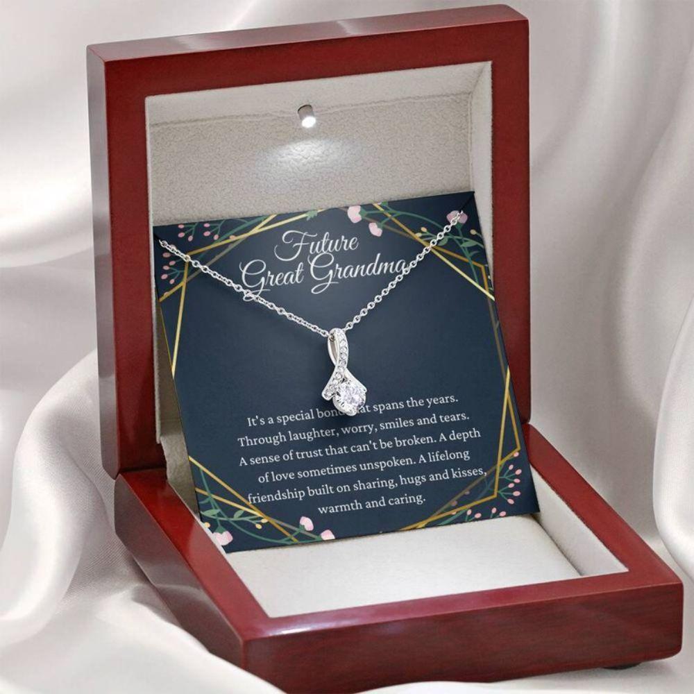 Future Great Grandma Gift For Great Grandmother To Be Pregnancy Reveal - Grandma Petite Ribbon Necklace 0921