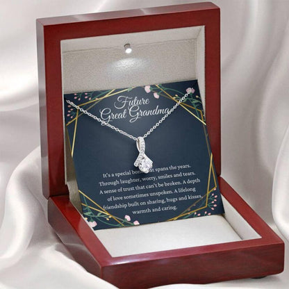 Future Great Grandma Gift For Great Grandmother To Be Pregnancy Reveal - Grandma Petite Ribbon Necklace 0921