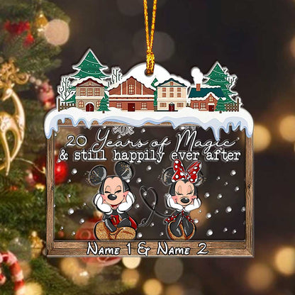 Mouse Ears Couple - Personalized Christmas Mouse Layers Mix Ornament