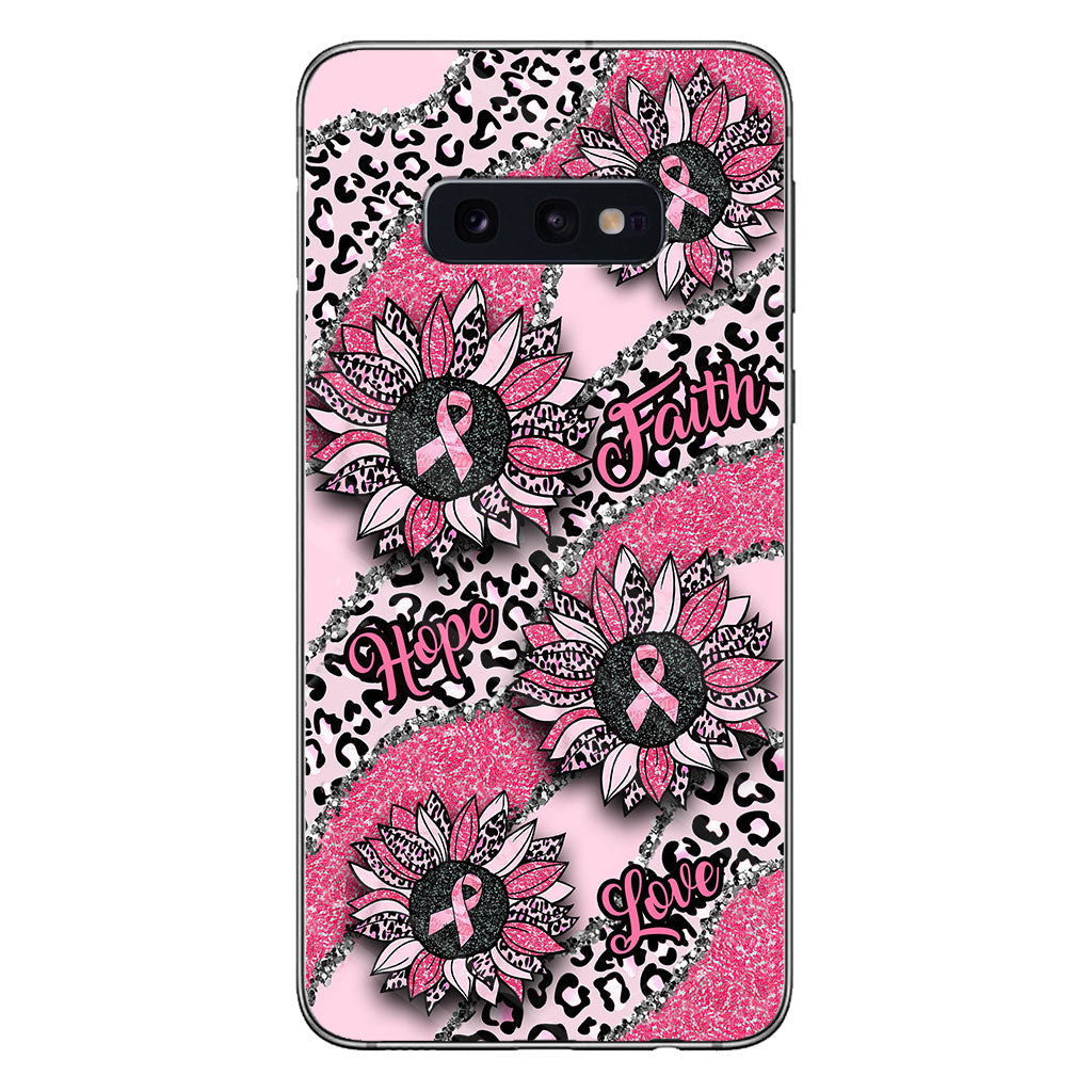 Faith Hope Love Wavy Pink Ribbon Leopard Sunflower Breast Cancer Awareness Phone Case