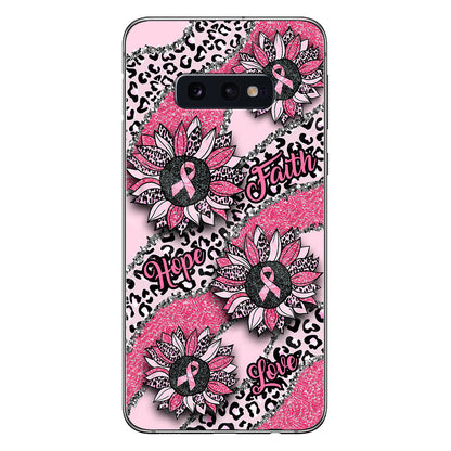 Faith Hope Love Wavy Pink Ribbon Leopard Sunflower Breast Cancer Awareness Phone Case
