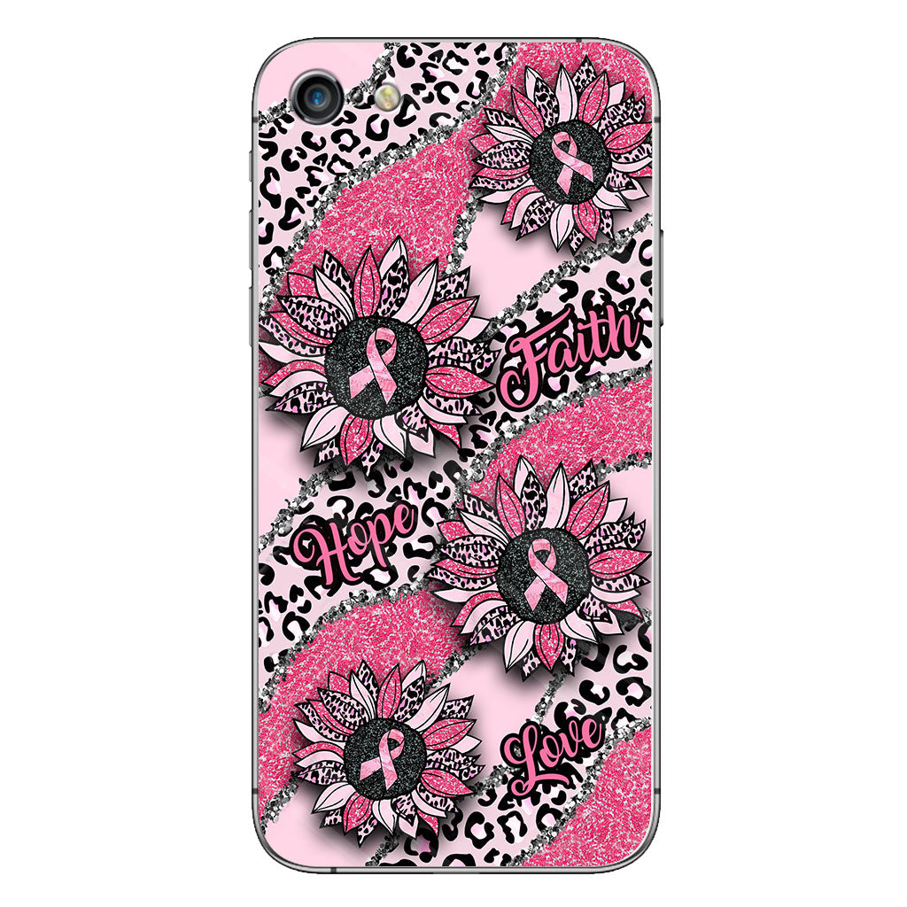 Faith Hope Love Wavy Pink Ribbon Leopard Sunflower Breast Cancer Awareness Phone Case