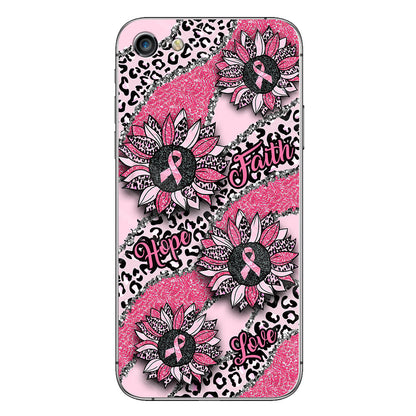 Faith Hope Love Wavy Pink Ribbon Leopard Sunflower Breast Cancer Awareness Phone Case