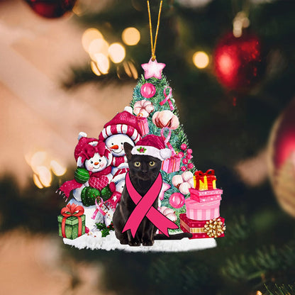 Cat Christmas In Pink - Cat Ornament (Printed On Both Sides) 1022